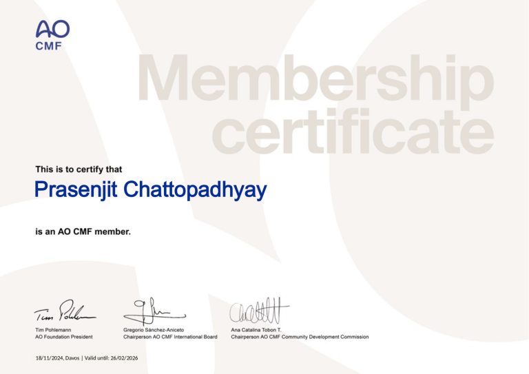 Certificate from AO (Arbeitsgemeinschaft für Osteosynthesefragen)